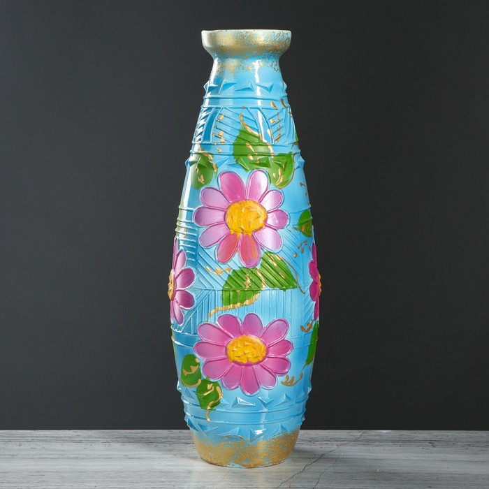 Ваза напольная "Юность" роспись, глазурь, голубая, микс