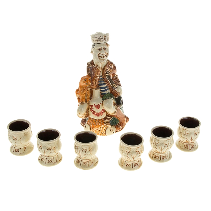 Штоф с рюмками "Рыбалка" цветной, 7 предметов, 0,7 л