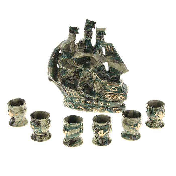 Штоф с рюмками "Фортуна" зелёный, 7 предметов, 1 л