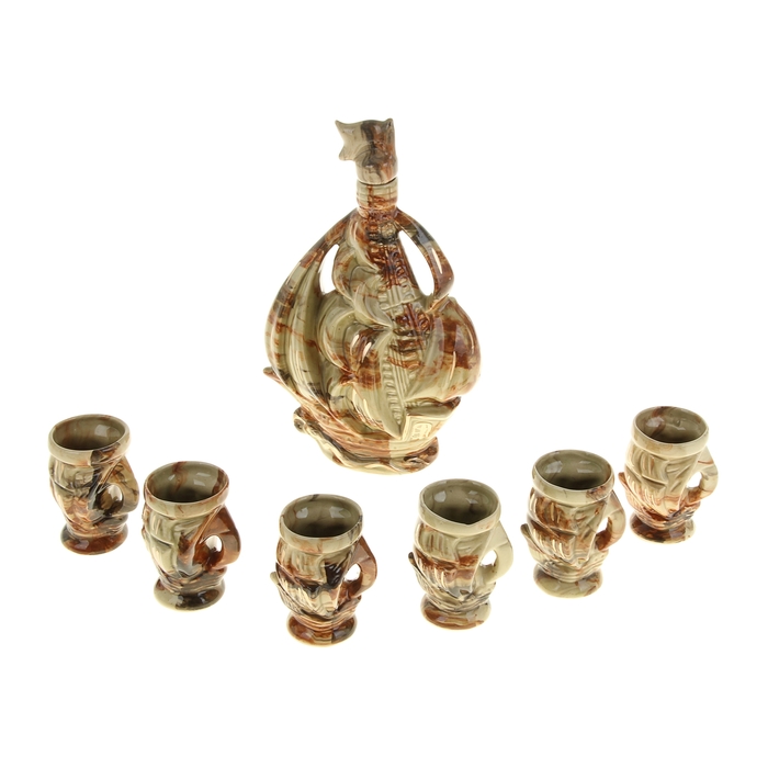 Штоф с рюмками "Парус" коричневый, 7 предметов, 0,75 л