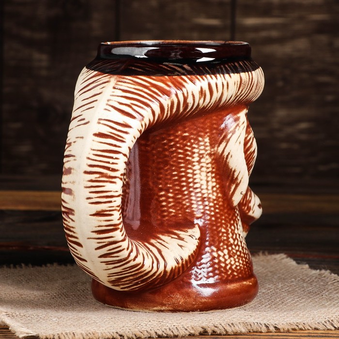 Кружка для пива "Коза" коричневая, шамот 0,5 л