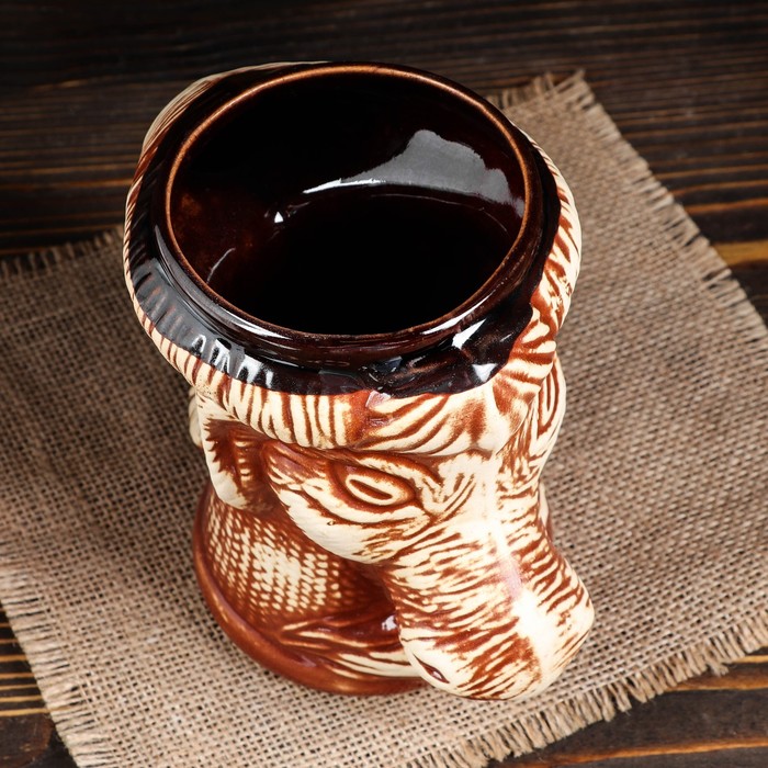 Кружка для пива "Коза" коричневая, шамот 0,5 л