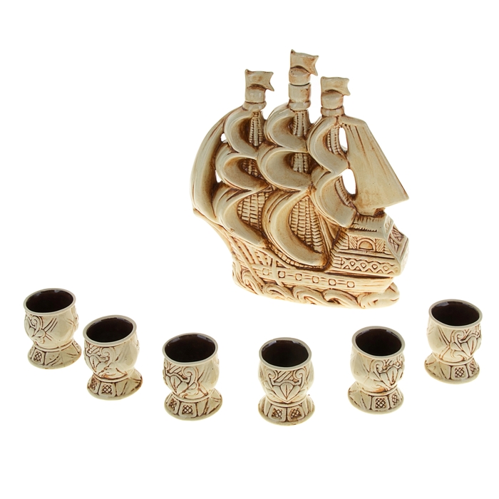 Штоф с рюмками "Фортуна" шамот, 7 предметов, 1 л