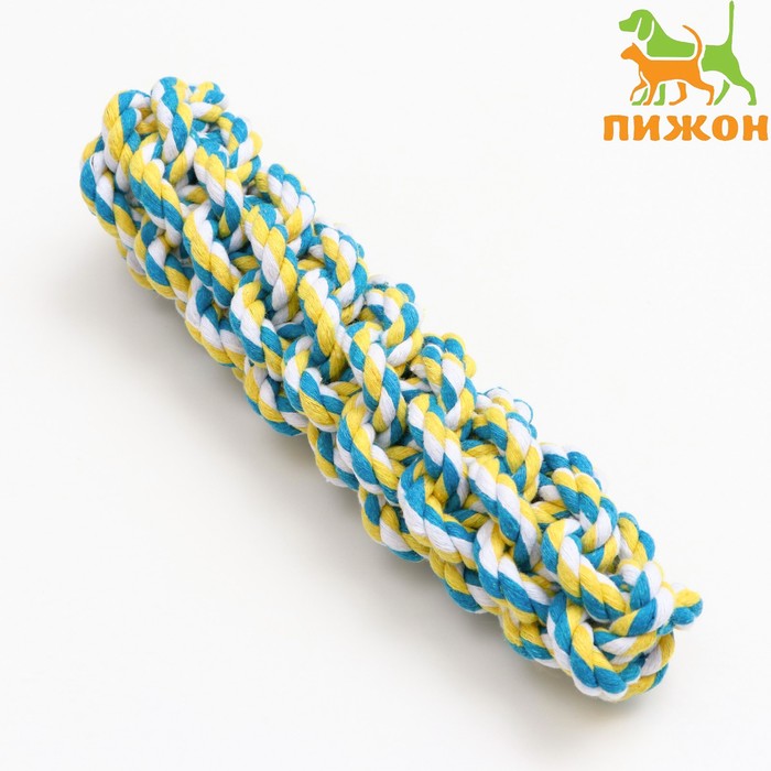 Игрушка канатная плетеная, до 100 г, до 20 см, жёлтая/голубая/белая игрушка канатная конфета до 20 г синяя