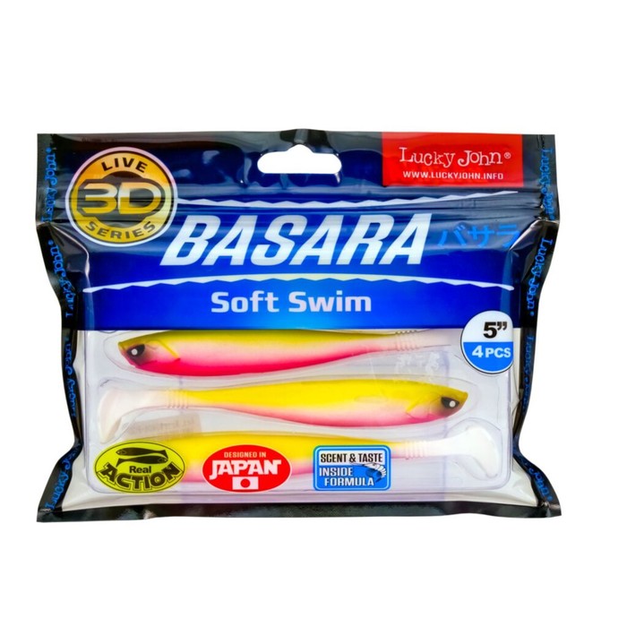 

Виброхвост LJ 3D Series BASARA SOFT SWIM, 12.7 см, 4 шт., набор