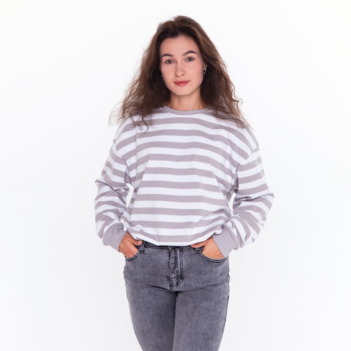 

Джемпер женский, цвет серый/белый, размер 50