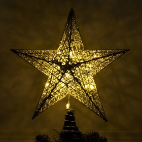 Светодиодная верхушка на ёлку «Звезда серебристая» 25 см, 20 LED, батарейки CR2032х2, свечение тёплое белое Ош