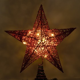 Светодиодная верхушка на ёлку «Звезда красная» 25 см, 20 LED, батарейки CR2032х2, свечение тёплое белое Ош