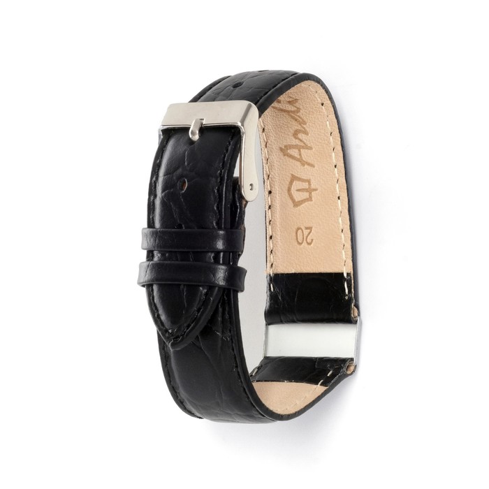 фото Ремешок для часов, 20 мм, запряжник 75 мм, горт 115 мм, натуральная кожа, черный