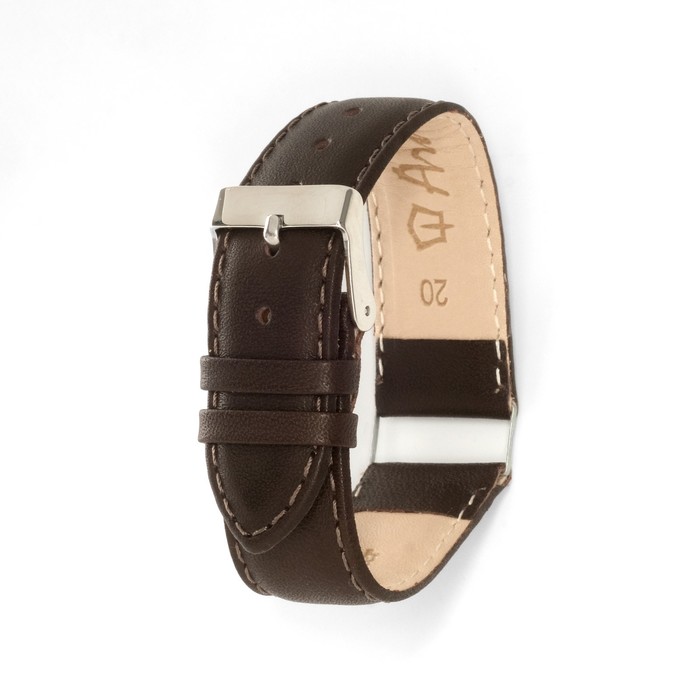 фото Ремешок для часов, 20 мм, запряжник 75 мм, горт 115 мм, натуральная кожа, коричневый