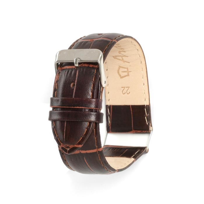 фото Ремешок для часов, 22 мм, запряжник 80 мм, горт 120 мм, натуральная кожа, коричневый