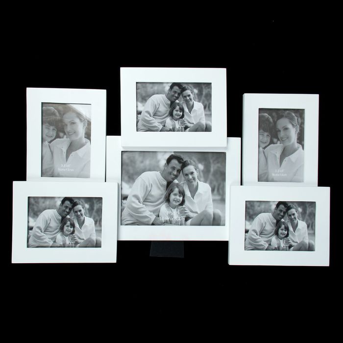 Фоторамка на 6 фото 9х13 см, 13х18 см "Семейные истории" белая