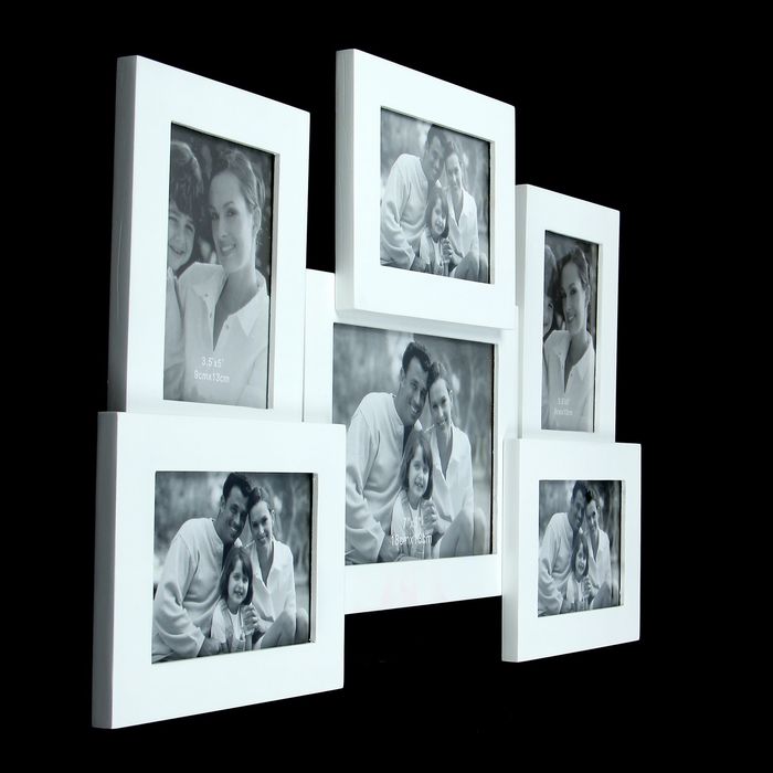 Фоторамка на 6 фото 9х13 см, 13х18 см "Семейные истории" белая