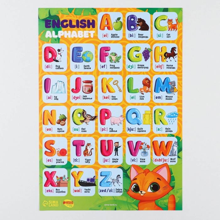 Обучающий плакат «Изучаем алфавит», 170 г/м2, А4 планшет обучающий смешарики изучаем алфавит звук