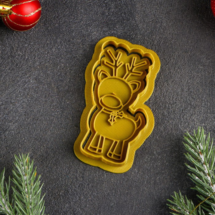 Форма для печенья (штамп, вырубка) "Рождественский олень", цвет золотой