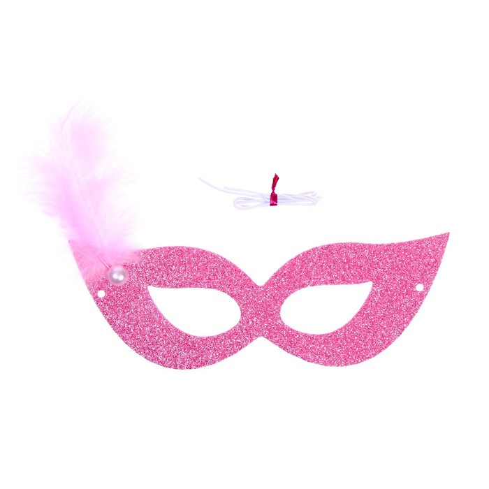 фото Карнавальная маска «загадка» с пером, цвет розовый страна карнавалия