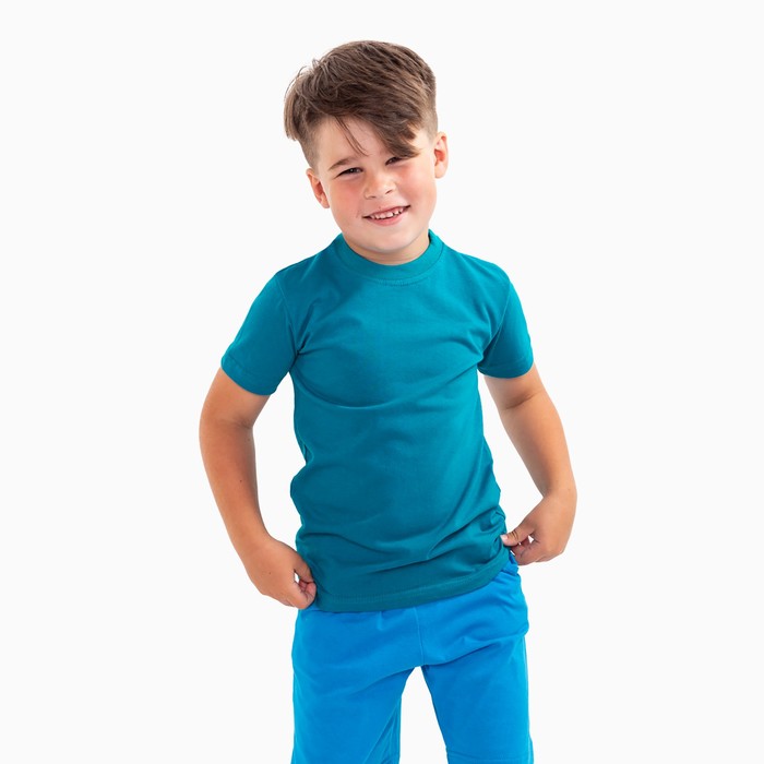 Футболка детская, цвет сине-зелёный, рост 98 см комплект худи и брюки колледж рост 98 см цвет сине зелёный