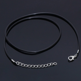 Шнурок каучуковый, не полый, 45см, d=2мм, цвет чёрный в серебре