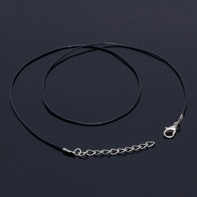 Шнурок каучуковый, не полый, 50см, d=1мм, цвет чёрный в серебре