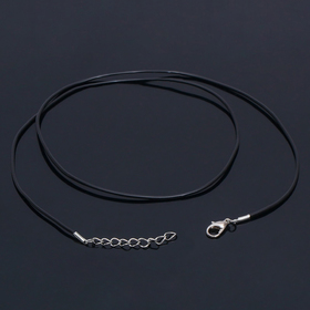 Шнурок каучуковый, не полый, 50см, d=1,5мм, цвет чёрный в серебре