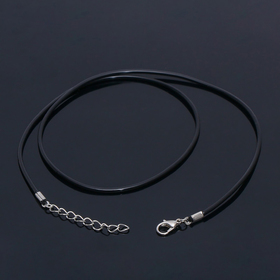 Шнурок каучуковый, не полый, 55см, d=2мм, цвет чёрный в серебре