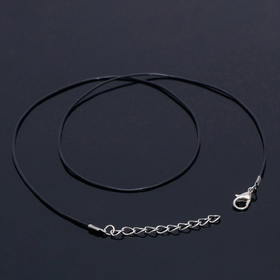 Шнурок каучуковый, не полый, 60см, d=1,5мм, цвет чёрный в серебре