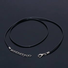 Шнурок каучуковый, не полый, 60см, d=2мм, цвет чёрный в серебре