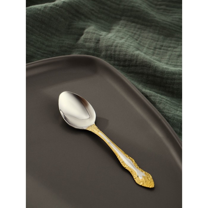 Ложка чайная 14,2 см "Тройка", толщина 2 мм, локальное нитрид-титановое покрытие