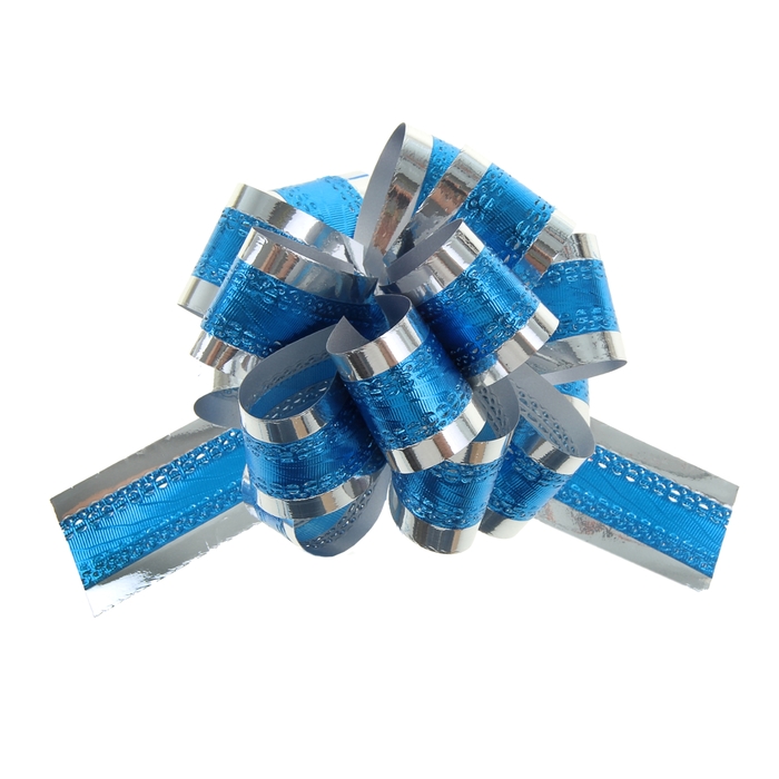 Бант-шар №3,2 "Серебряный блеск", цвет синий