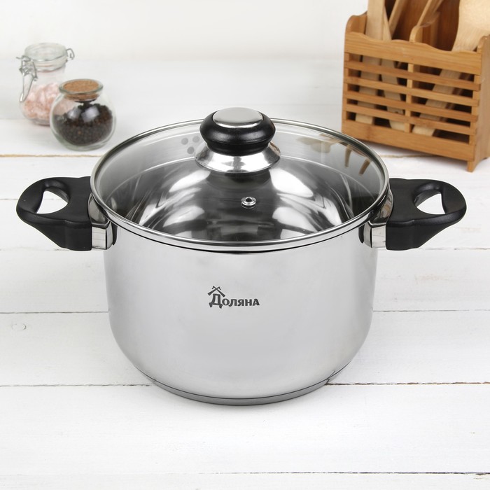 Кастрюля 3 л "Тефида", 21,3 см, со сливом, стеклянная крышка