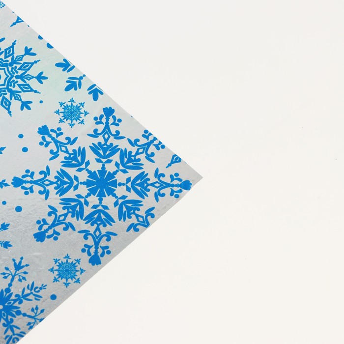 Плёнка упаковочная голография «Снежинки с узором», 100 × 70 см