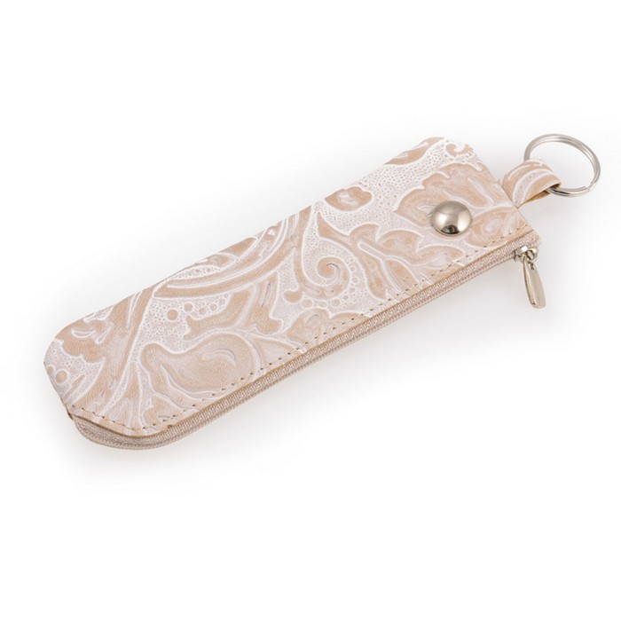 Ключница на молнии, кольцо, цвет бежевый