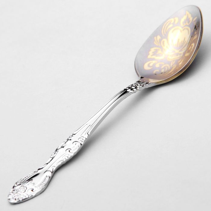 Ложка кофейная 11,5 см "Тройка", толщина 1,5 мм,художественная роспись по нитрид-титановому покрытию