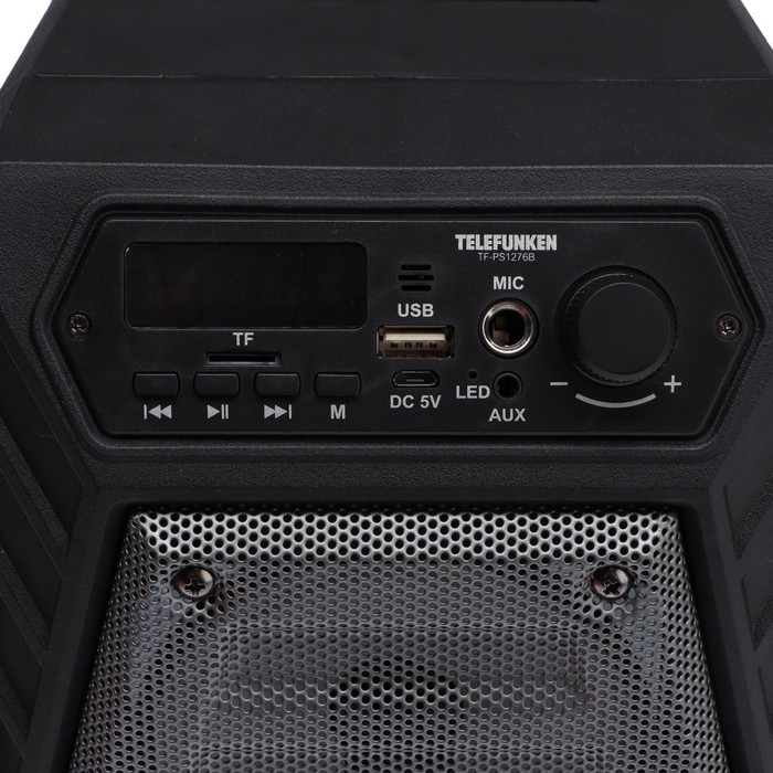 

Портативная караоке система Telefunken TF-PS1276B, 35 Вт, FM, AUX, USB, BT, 1200 мАч, чёрная