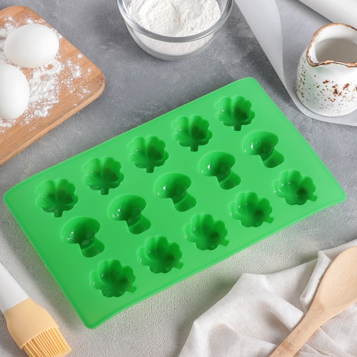 Форма для выпечки "Гриб и клевер", 15 ячеек, цвета МИКС