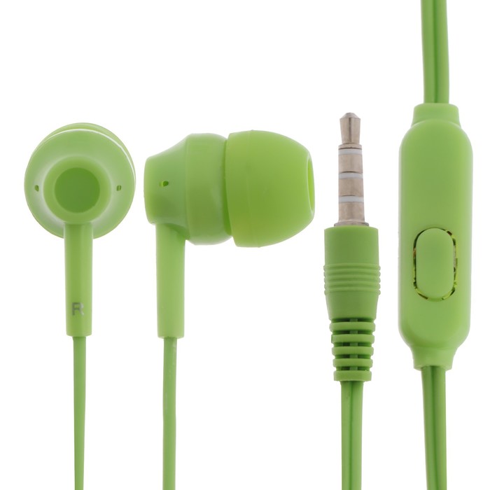 Наушники Blast BAH-217 Mobile, вакуумные, микрофон, 3.5 мм, 1.2 м, зеленые