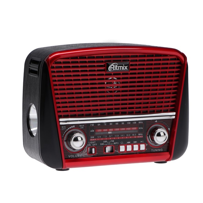 Радиоприемник Ritmix RPR-050 RED, функция MP3-плеера, фонарь, красный 2498257