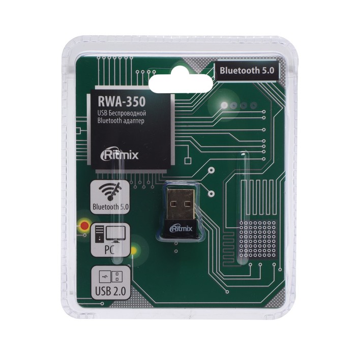 Bluetooth-адаптер RITMIX RWA-350, вер 5.0, USB, чёрный