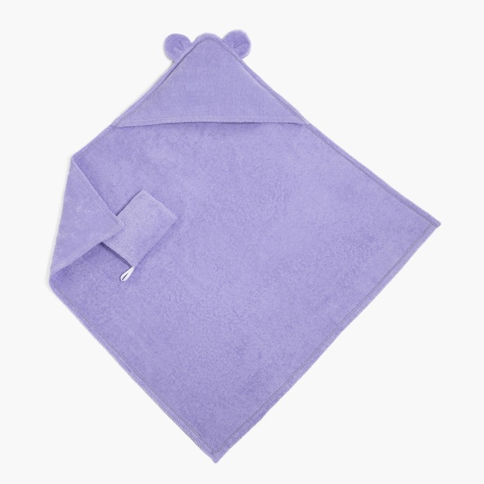 фото Набор для купания крошка я (полотенце-уголок 85*85±2см,полотенце 40*55см, рукавица), цвет сиреневый