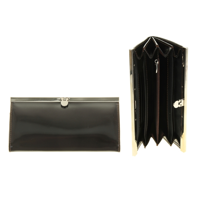 Кошелёк женский на застёжке, 3 отдела для купюр, для монет, для кредитных карт, цвет коричневый