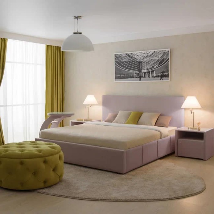 Кровать «Атриум» без ПМ, 140×200 см, премиум велюр, цвет пыльная сирень 24024