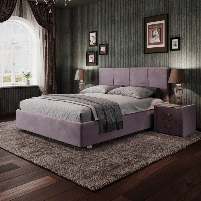 Кровать «Пантеон» без ПМ, 160×200 см, премиум велюр, цвет пыльная сирень кровать пантеон с пм 140×200 см премиум велюр цвет пыльная сирень