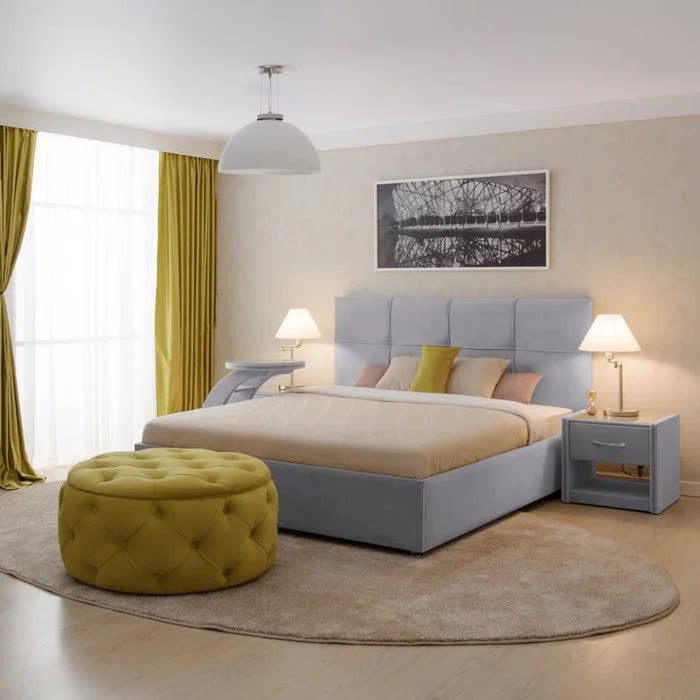Кровать «Пантеон» без ПМ, 140×200 см, премиум велюр, цвет звёздная пыль