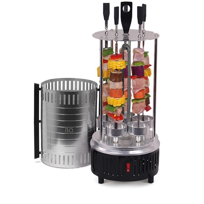 

Шашлычница электрическая BQ BBQ1001, 1000 Вт, 5 шампуров, серебристая