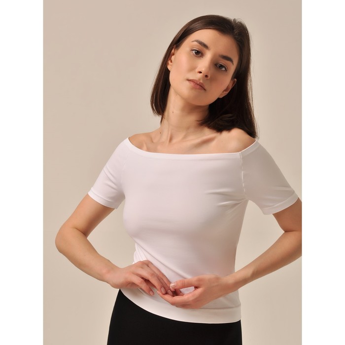 цена Футболка женская T-Shirt off-shoulder, размер M/L, цвет белый