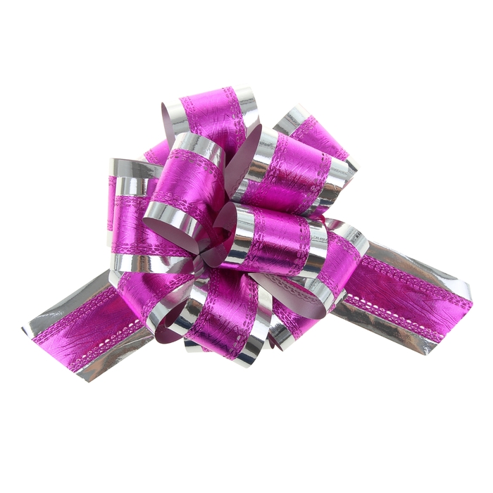 Бант-шар №5 "Серебряный блеск", цвет розовый