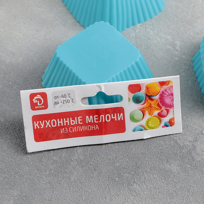 Набор форм для выпечки 7х3,5 см "Риб.Квадрат", 6 шт, цвета МИКС