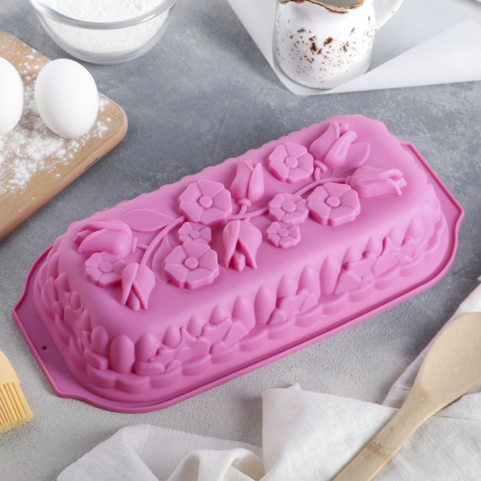 Форма для выпечки "Хлеб. Цветы" 17х32х7 см, цвета МИКС