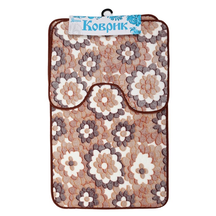 Набор ковриков для ванной и туалета 2 шт "Бежевая фантазия"