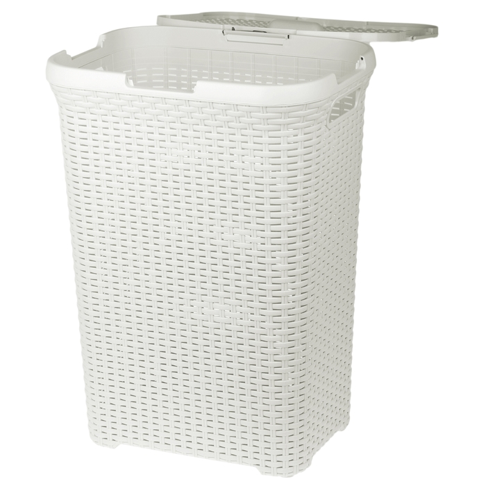 Корзина бельевая с крышкой 60 л, цвет белый